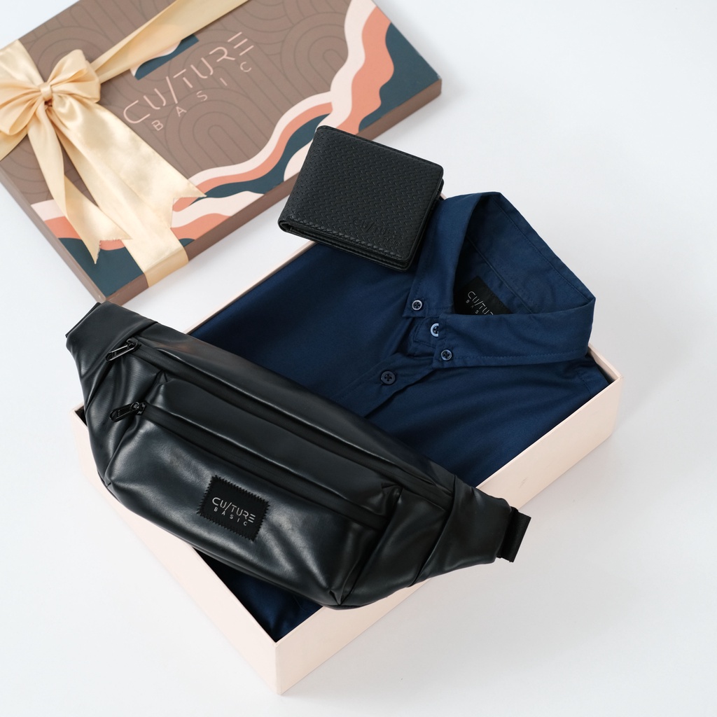 CULTURE BASIC | PAKET BOX DIAMOND KEMEJA (KEMEJA + WAISTBAG + DOMPET) INCLUDE BOX
