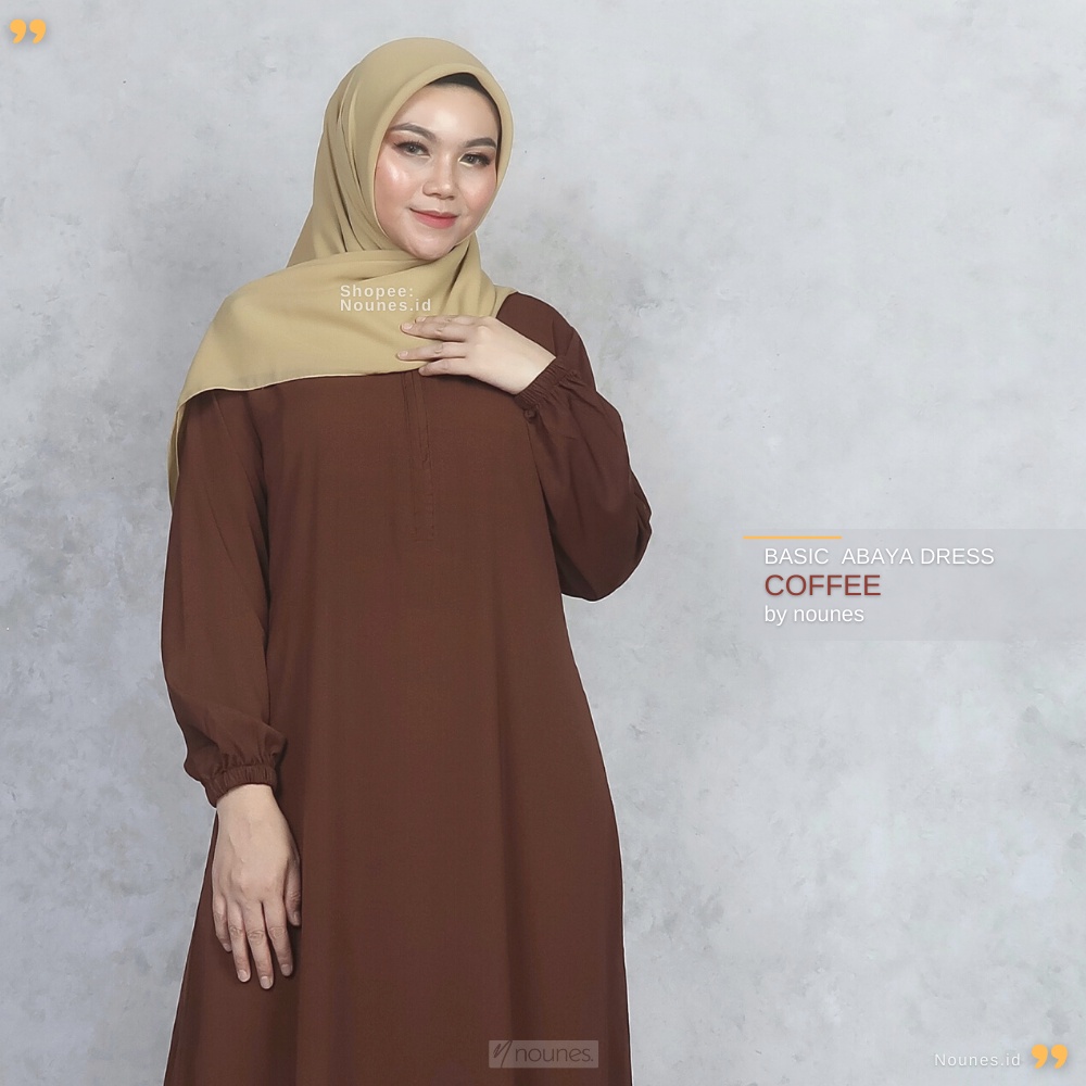 Nounes Basic Abaya Dress Vol 2 - Warna baru Gamis Daily Polos Wanita Busui Friendly Inner Wolfis Grade A  Size S M L XL Jumbo XXL LD 98 104 110 120