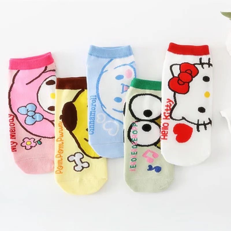 Kaos Kaki Pendek Wanita Remaja Anak Sanrio Disney Sock Hello Kitty Cinnamoroll Melody Keropi