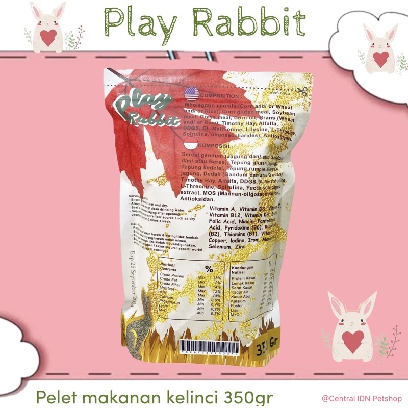 PLAY RABBIT MAKANAN KELINCI 350gr - PELET MAKANAN KELINCI - MAKANAN KELINCI