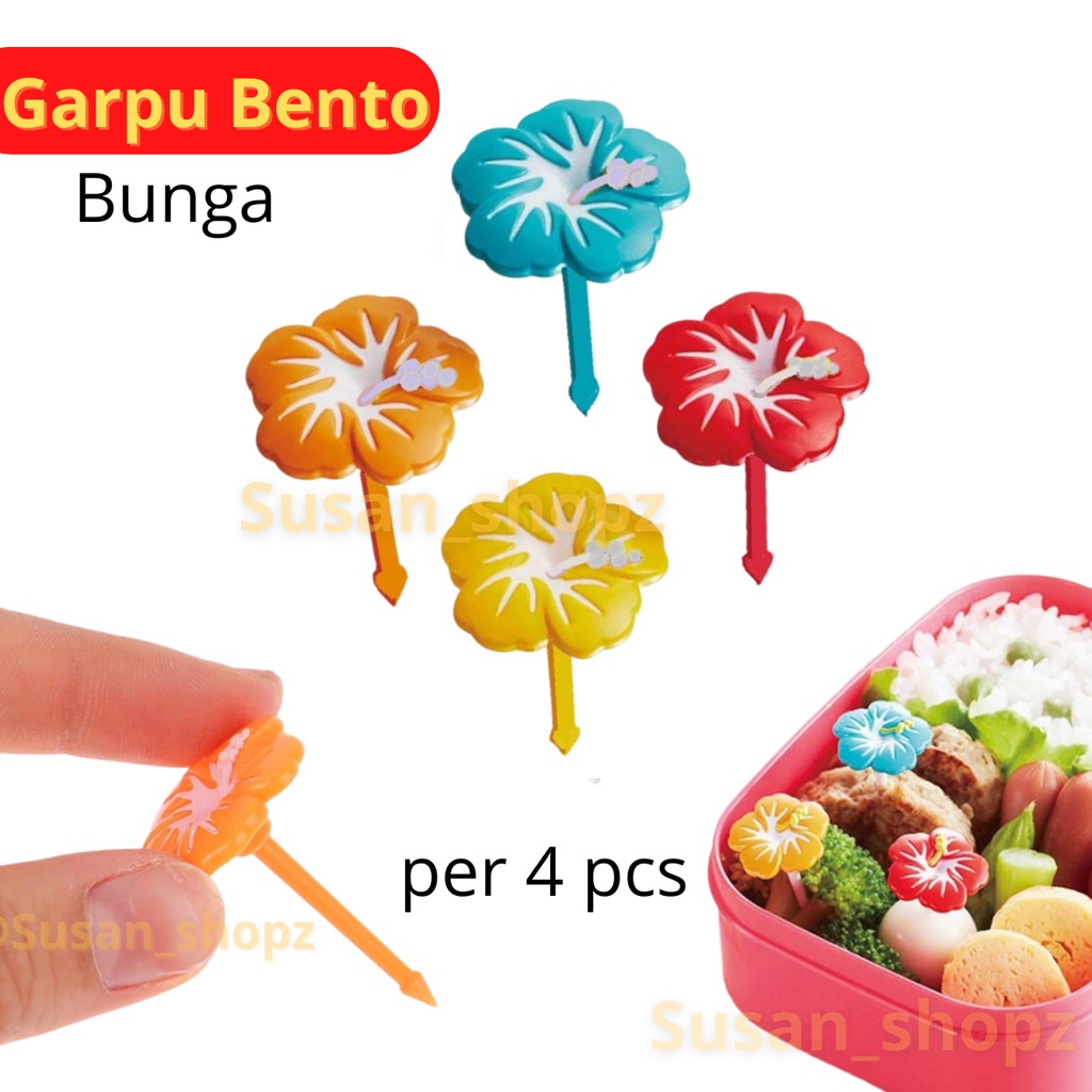 Garpu Tusukan Bento Bunga Warna warni