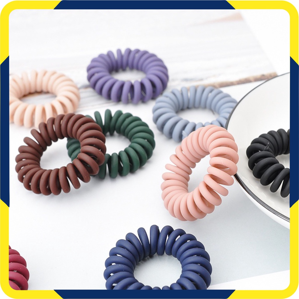 Murah Lebay S203 Ikat Rambut Kabel Telepon Spiral Warna Warni Karet Ikat Rambut Kunciran Rambut