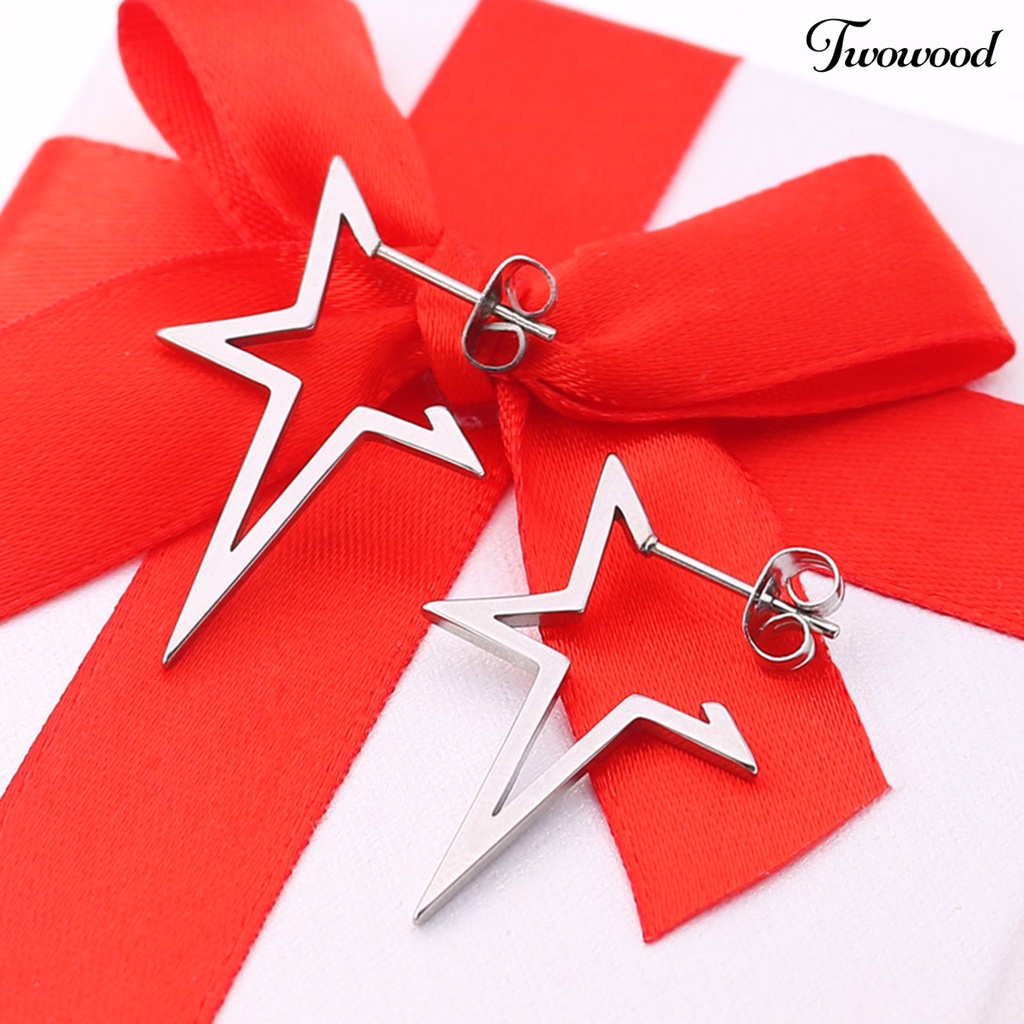 1 Pasang Anting Menjuntai Bentuk Pentagram Bahan Alloy Gaya Hip hop Untuk Wanita