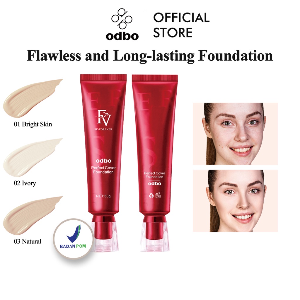 Odbo FV Original Cover Foundation 30g Original Perfect Magic Flawless and Long-lasting Makeup SK For