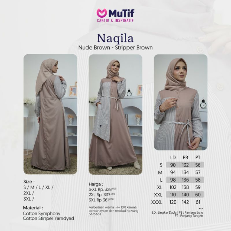 Mutif Naqila Nude Brown Baju Muslim Gamis Dress Casual Premium Terbaru Ori Lebaran 2023 Baju Muslim Gamis acara kondangan pesta