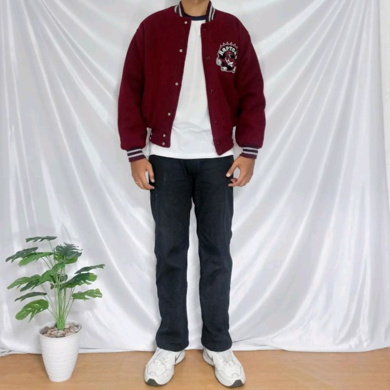 TORONTO RAPTORS UNBRAND MADE IN USA VARSITY WOOL JACKET MAROON TONE