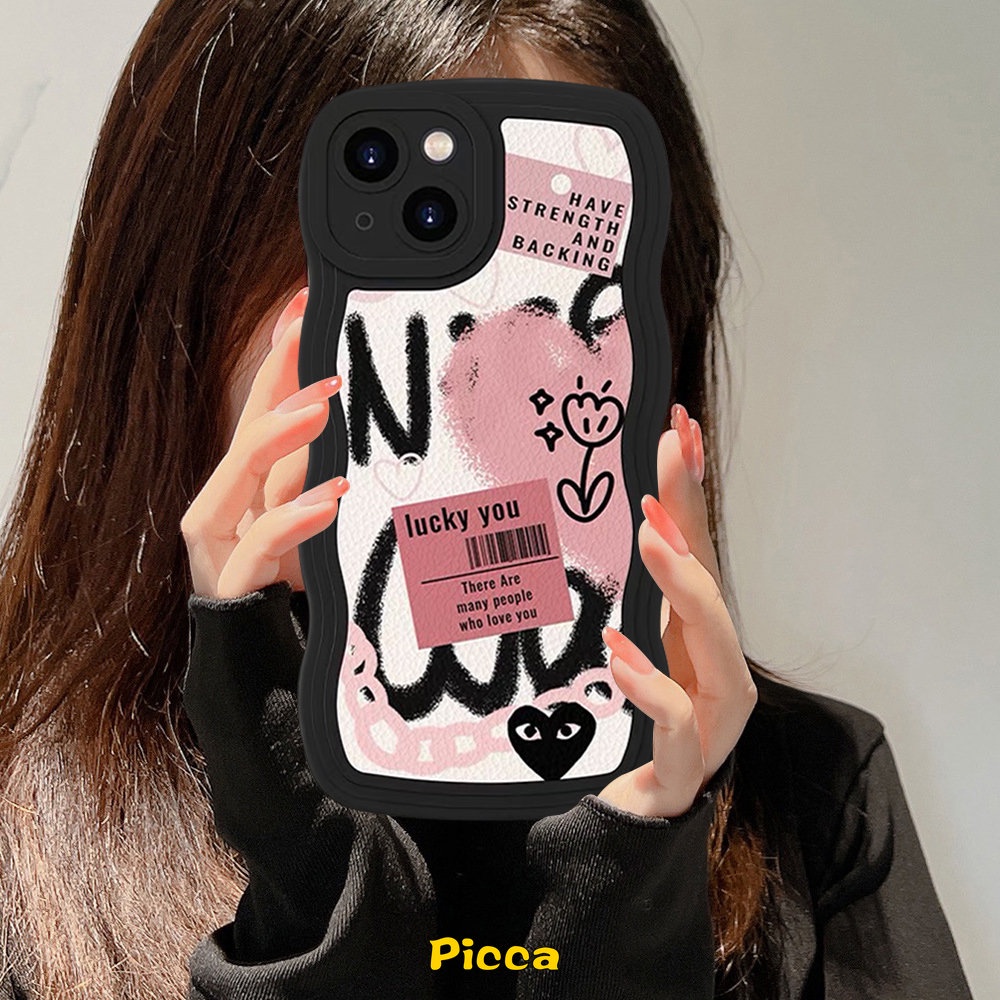 Graffiti Cinta Hati Comme des Garcons Wavy Edge Case Vivo Y36 Y20 Y02 Y16 Y35 Y15s Y12 Y17 Y15A Y12s Y33s Y12i Y15 Y22 Y11 Y22s Y21 T1 Y75 Y91C Y91 V20 V23E V21 Y30 Y21s T1 Y1s Y55