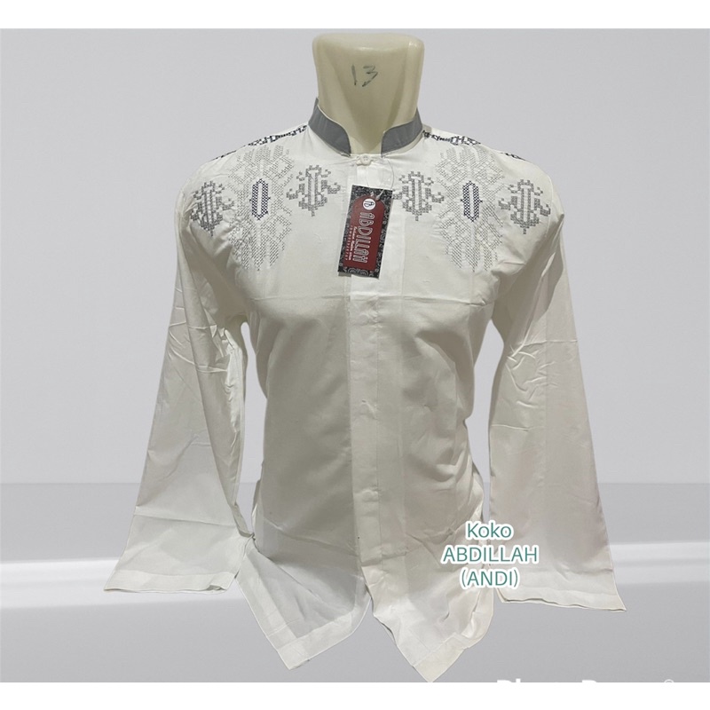 BAJU KOKO PUTIH KATUN / KOKO PANJANG KATUN / KOKO PANJANG TERLARIS/KOKO PANJANG PUTIH MOTIF BORDIR /