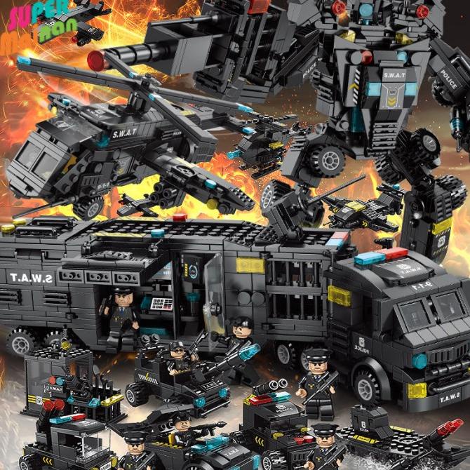 LEGO Robot City Police Mainan Blok Aircraft LEGO Yang Kompatibel