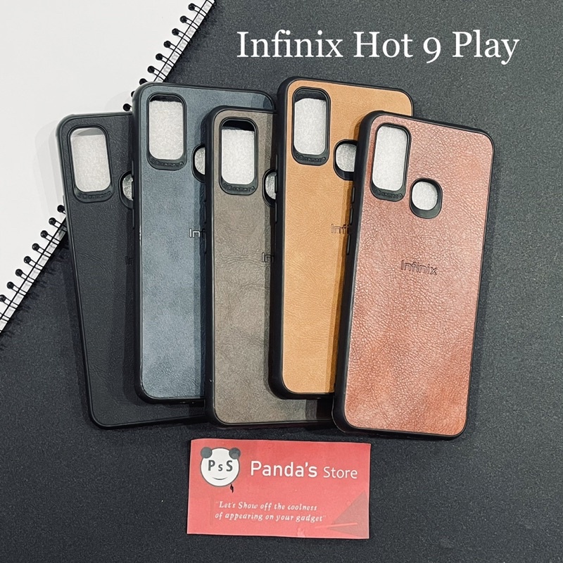 Leather Case Infinix Hot 9 Play Softcase Kulit Elegan Casing Slim Fit