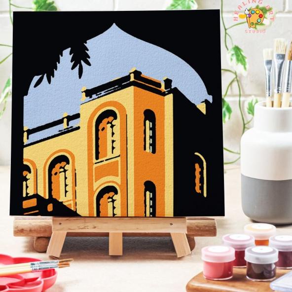 

Paint by number lukisan bangunan city versi 3 canvas 20x20 cm - city05, 15x15cm