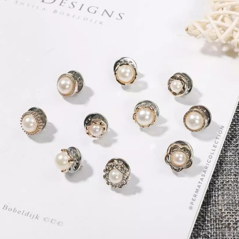 10 Pcs Bros Pin Dagu Tuspin Klip Tusuk Kecil Mini Wanita Korea Model Invisible Tanpa Kancing Dapat Dilepas Untuk Pakaian Baju Kain Jilbab Hijab Kerudung