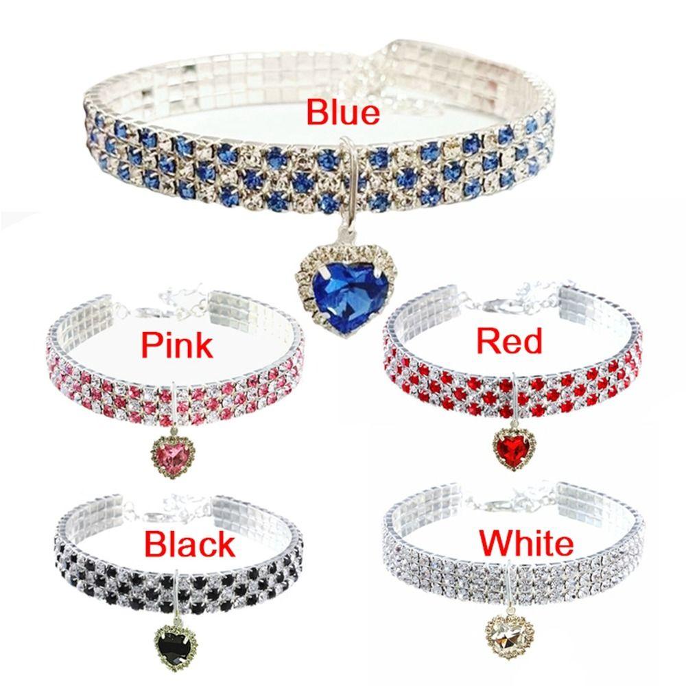 Solighter Anjing Berlian Imitasi Kerah Mewah Rhinestones Adjustable Kristal Berlian Liontin