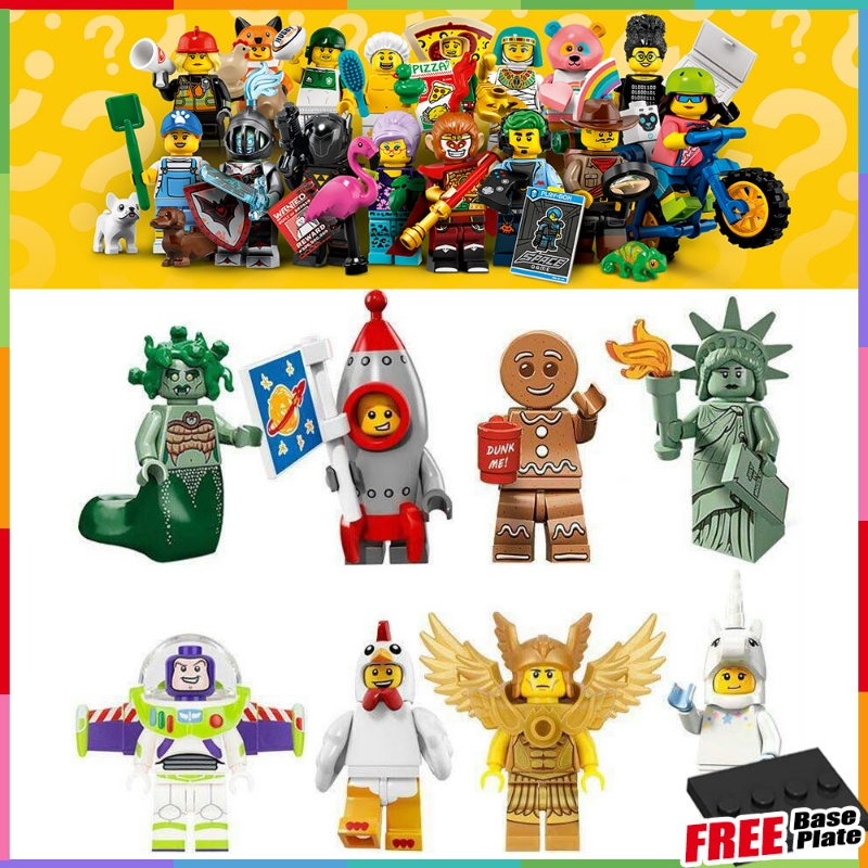 Patung Minifigures Medusa Gingerbread Man Chicken Warrior Warna Emas Untuk Koleksi