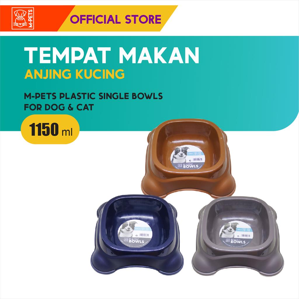 M-Pets Plastic Single Bowl 1150 ml / Tempat Makan Anjing Kucing