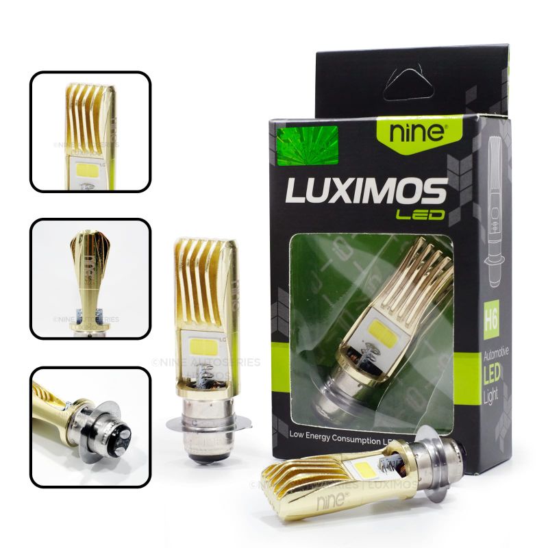 LAMPU UTAMA NINE LUXIMOS LED H6 COB AC DC HI LOW MOTOR PLUG AND PLAY WHITE