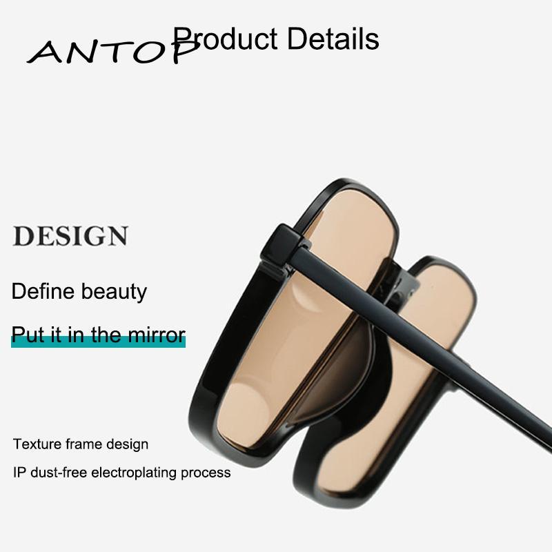 【antop】Kacamata Hitam Model Half Frame Besar Bahan Metal Gaya Vintage Untuk Wanita