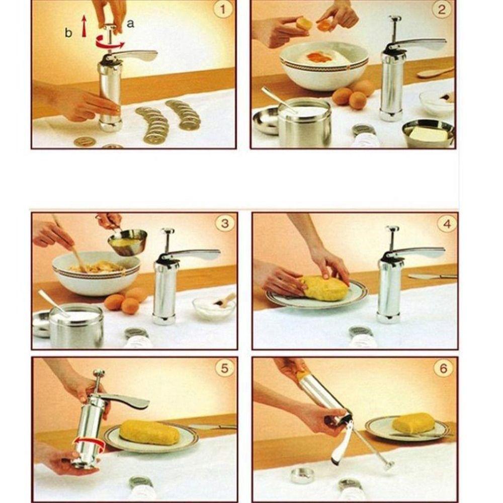 Solighter Cookie Press Gun Kit Dekorasi Dessert Dapur Pembuatan Kue Kering Stainless Steel