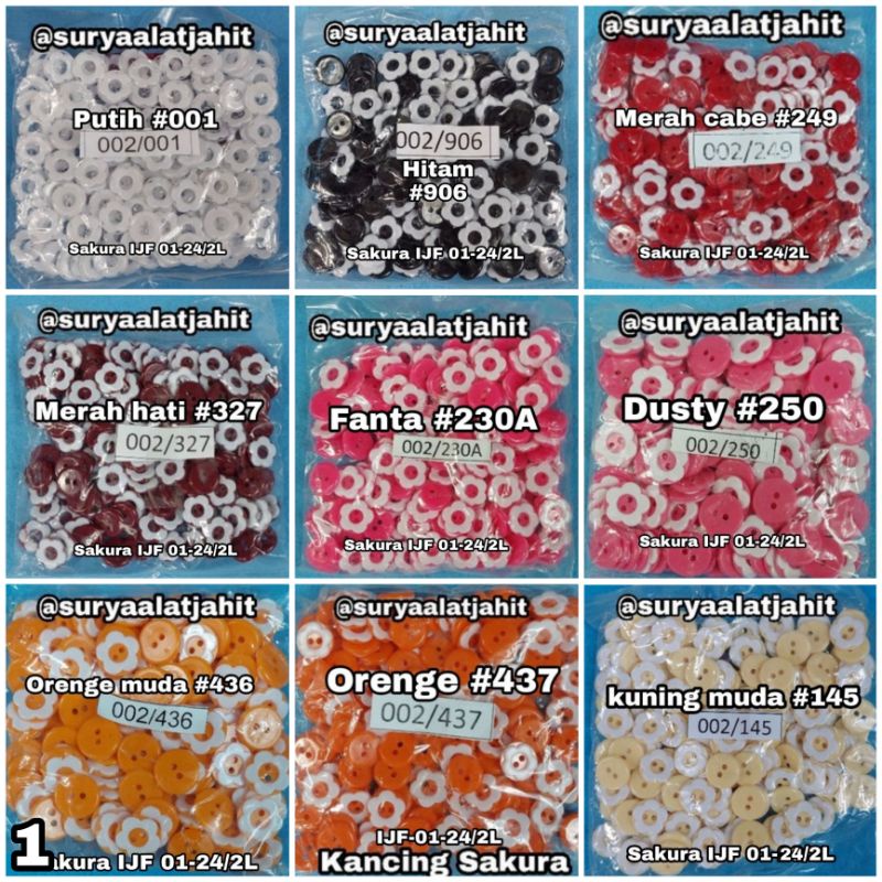 Kancing Sakura IJF 01-24/2 (1.5cm) @1gros =rp.8.200/144pcs