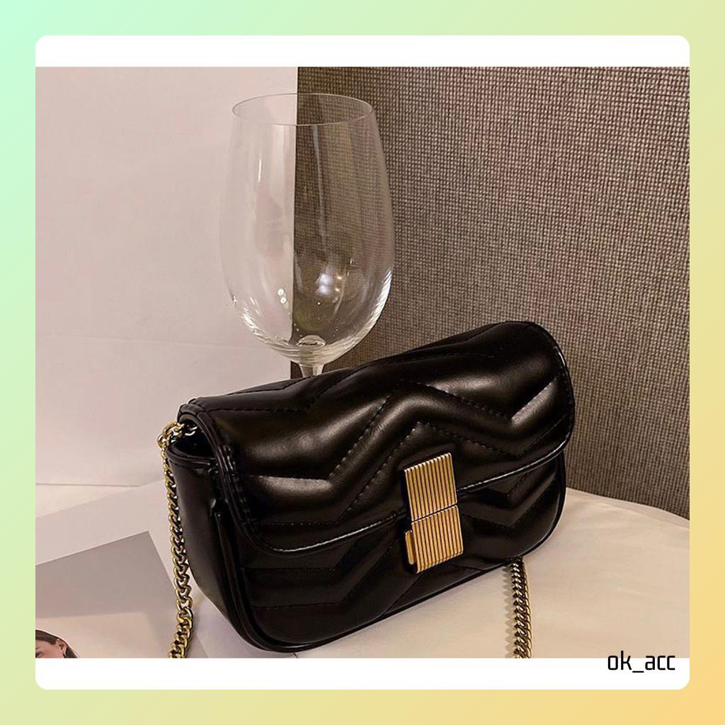 BARU Tas Selempang Kulit Wanita Cewek Dompet Hp Rantai Luxury Mini Bag FT44 17 x 12 x 5.5 cm