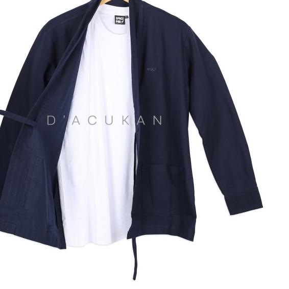 Autum Outer Kimono Pria Loose Casual - Navy, L