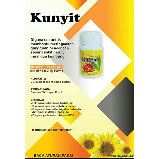 

Herbal Insani - Kunyit Isi 40 Kapsul