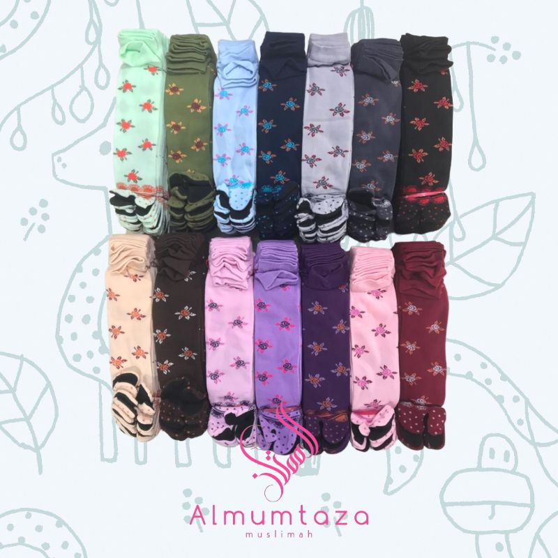 kaos kaki motif bunga kipas - almumtaza muslimah