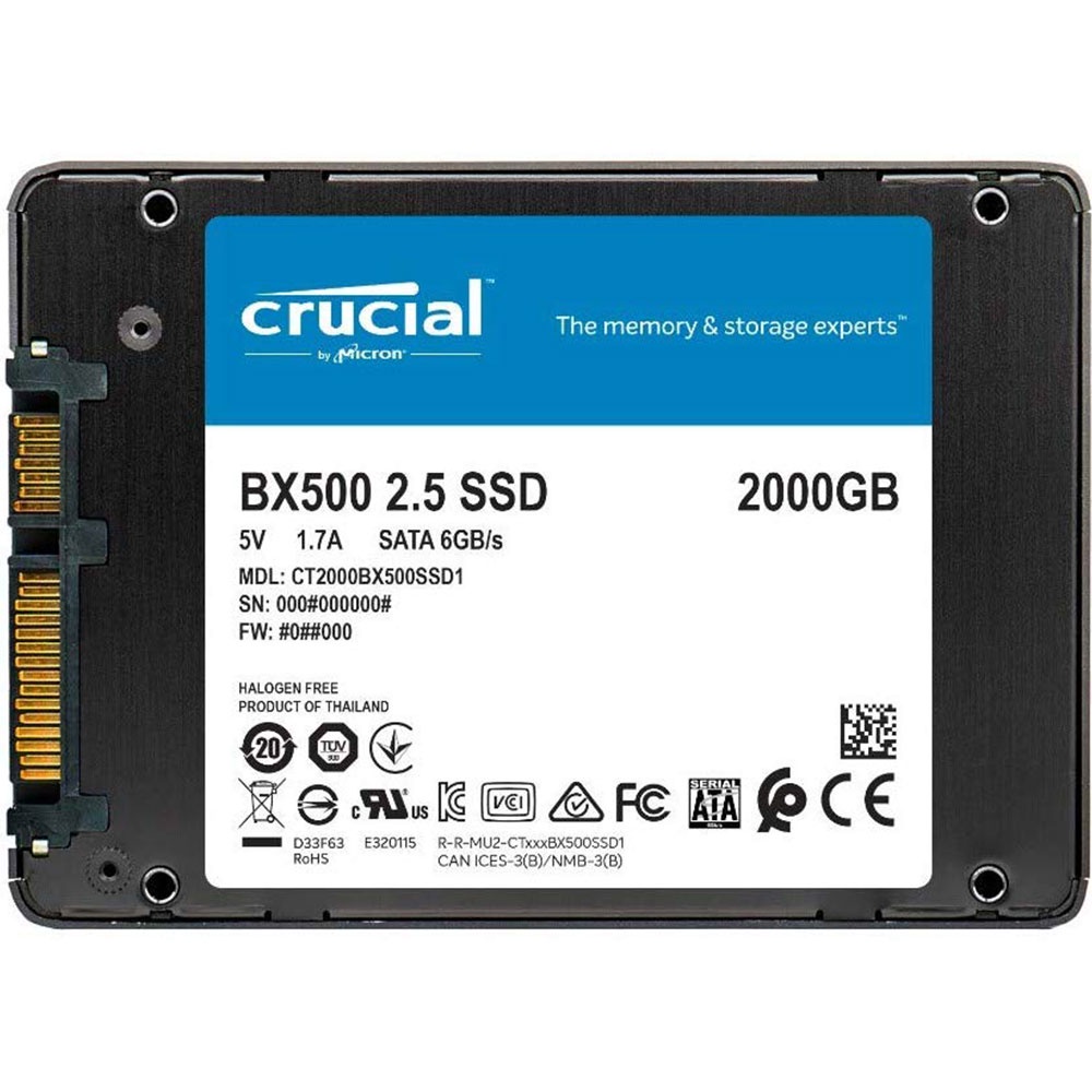 Crucial BX500 Internal SSD SATA 2.5 6GB/s 2TB - CT2000BX500SSD1 - Black