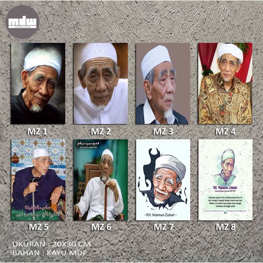 PAJANGAN DINDING - POSTER KH MAIMOEN ZUBAIR - WALL DECOR - HIASAN DINDING - ULAMA