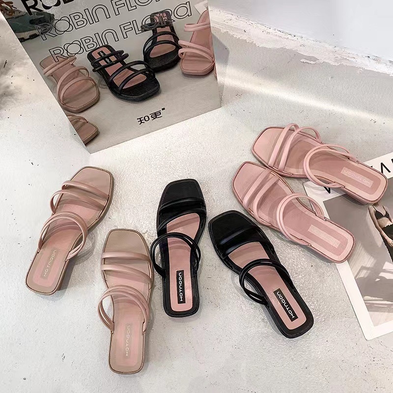 FY New Sandal Heels Karet Wanita High Quality Sandal Wedges Slop Tali Jelly