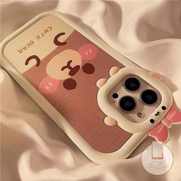 Casing Kartun Beruang Redmi A1 A1+ 9 10 9T 9A 9C 9C NFC 10C 10A Note 11 9 8 10 11s 10s 11Pro+9Pro 10 Pro Max M3 Pro X3 NFC Cute 3D Bow Little Monster Lens Glossy Anti-Sarung Selendang