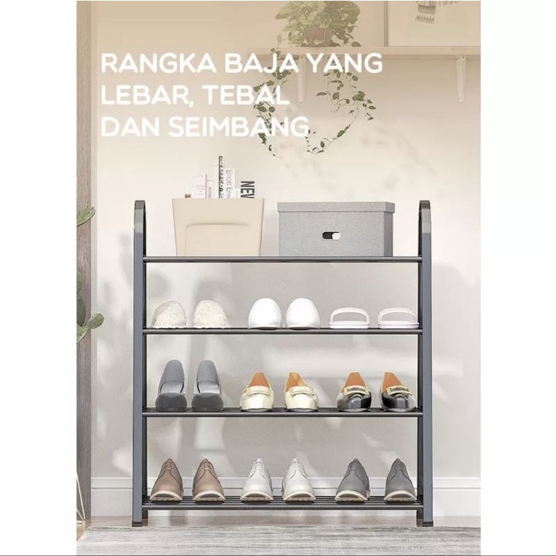 Bonbox BFS701 Rak Sepatu Susun 4 Tingkat Rangka Baja