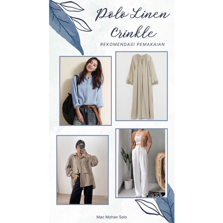 [NEW ARRIVAL] POLO LINEN CRINKLE BAHAN LINEN CRINKEL TERBARU KAIN KATUN BEST SELLER TERBARU DAN TERMURAH UNTUK KEMEJA TUNIK GAMIS OUTER KULOT ROK PER 0.5M BY MACMOHAN