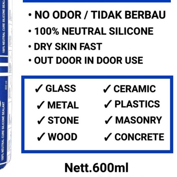 

Lem Sosis/Dodol Silicone Sealant GLAZING N10 IKA 100% NEUTRAL TYPE - Putih