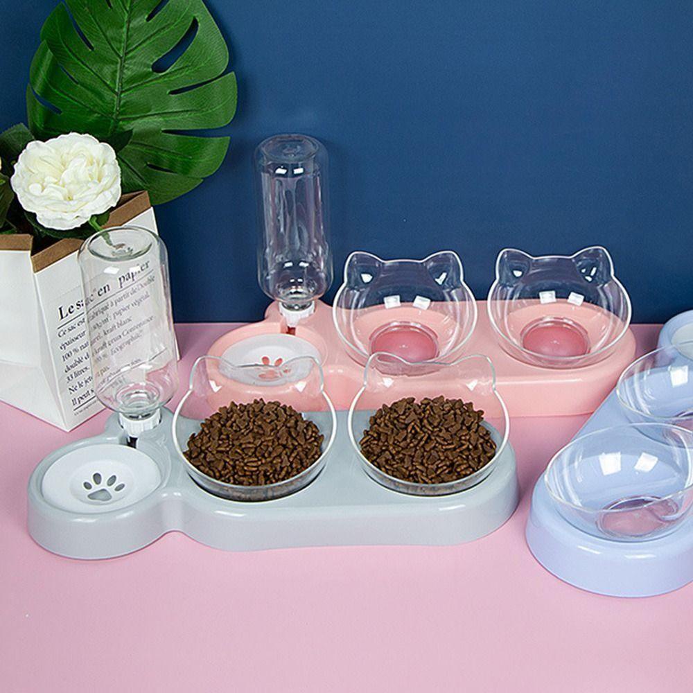 [Elegan] Dog Elevated Bowls Automatic Feeder Double Bowl Cangkir Makan Minum Raised Stand Dogs Feeders Dish Bowl Mangkuk Hewan Peliharaan