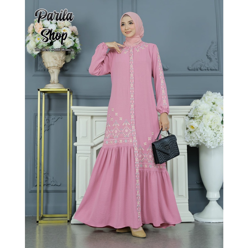 Gamis Bordir Pintu Aceh Terlaris//Dress Crinkle Premium Original Bordir Modern Mix Payed SWaroski//D