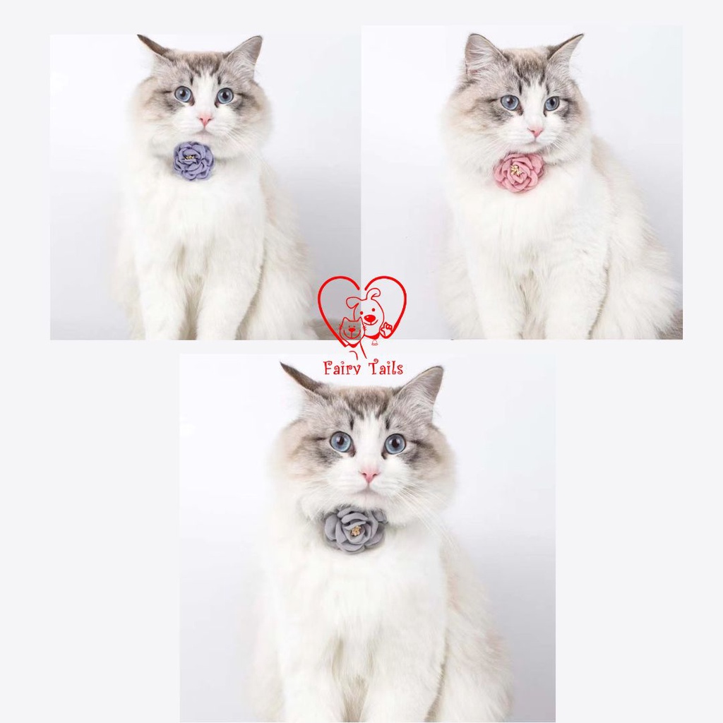 Dasi Neck Collar Motif Bunga Untuk Anabul Anjing Kucing Fashionable | Korean Fashion Costume Pet Tie Bowtie