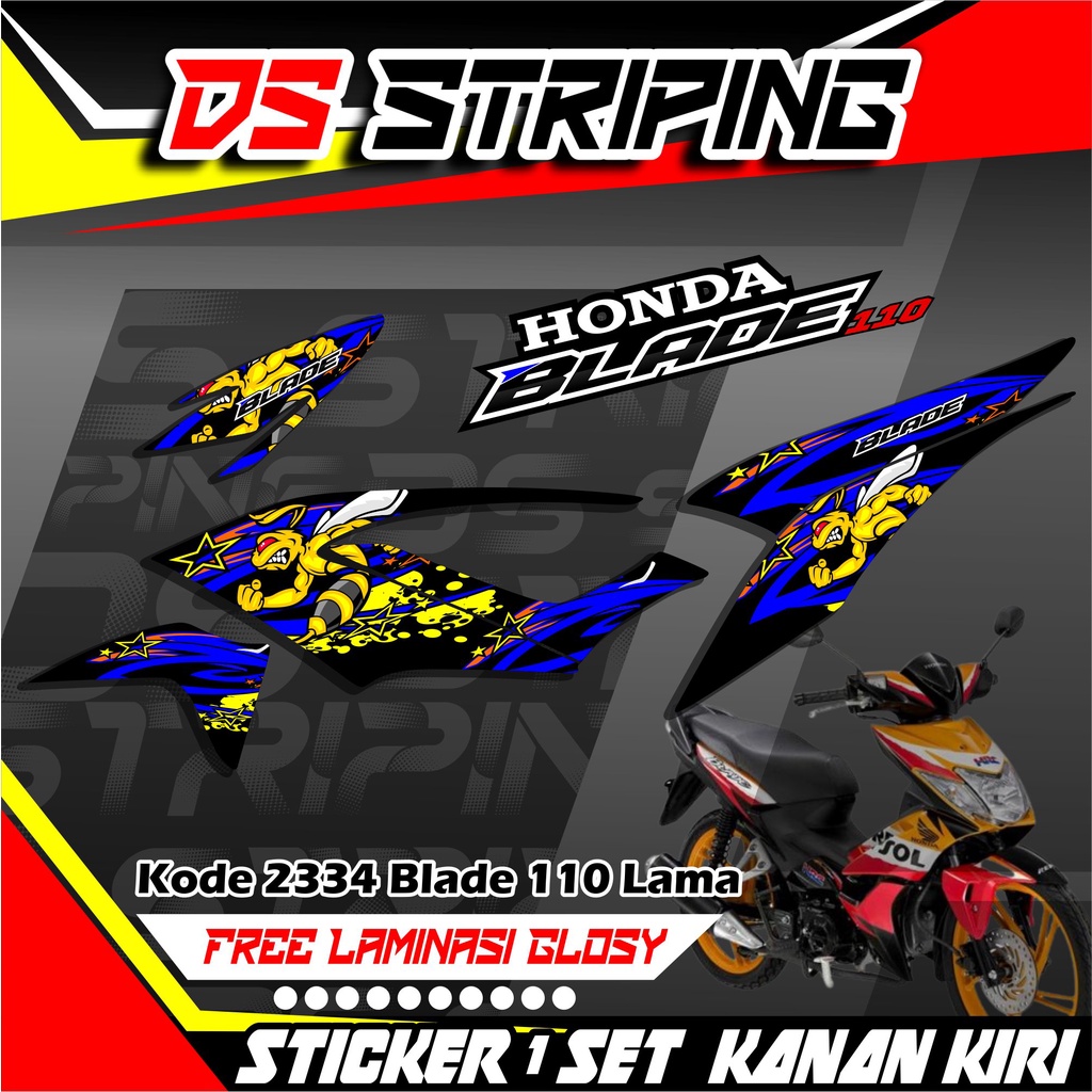 2334 Sticker Striping Motor HONDA BLADE 110 LAMA Variasi Motif Lebah Keren