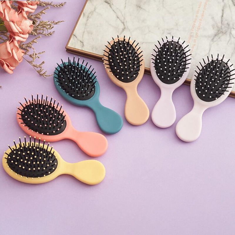 T&amp;Y Sisir Gagang Anak Pastel Bentuk Oval Anti Kusut Warna Pastel Bahan Silikon Murah