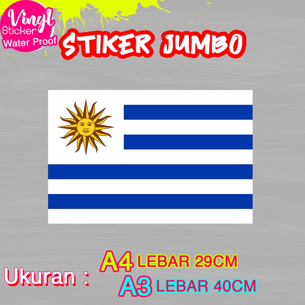 

Stiker Uruguay Ukuran Jumbo Sticker Besar Size A4 A3 Vinyl Satuaan Motif Bendera Negara Dunia Bahan Anti Air