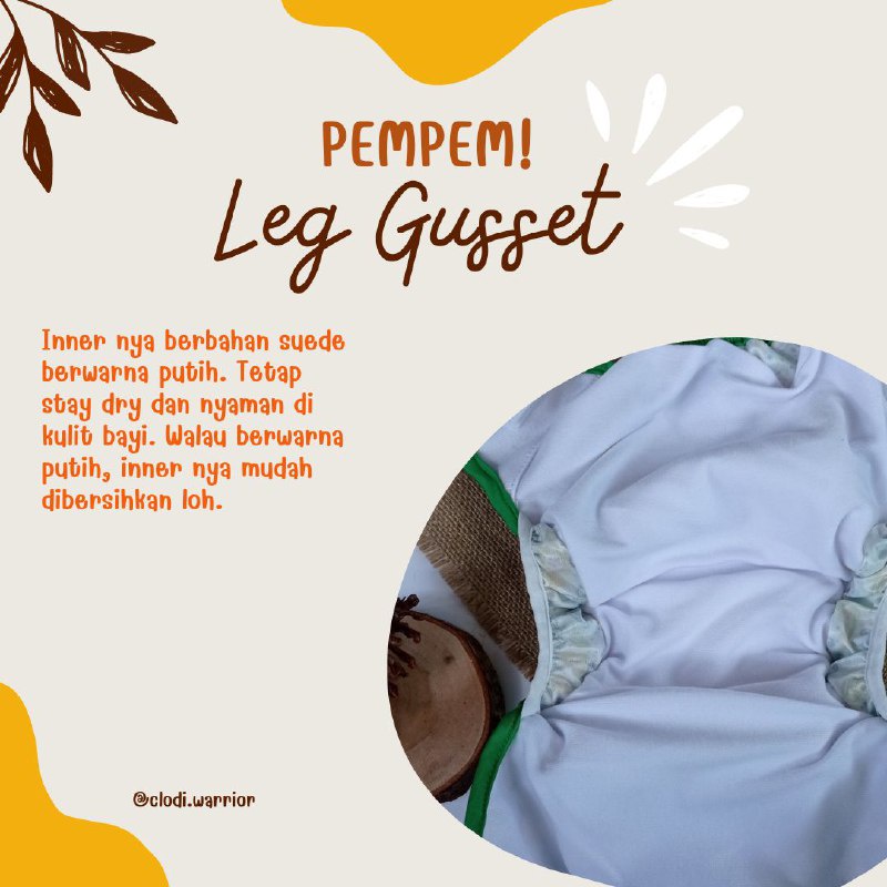 Clodi Pempem Leg Gusset - Popok Bayi Cloudy Clody Cuci Ulang Insert Bambu