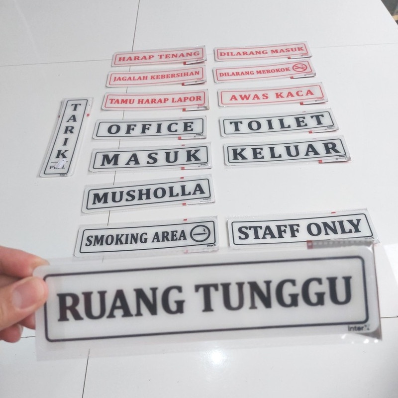 

1 BUAH Sign Akrilik Tulisan RUANG TUNGGU Bahan PP 5x20cm