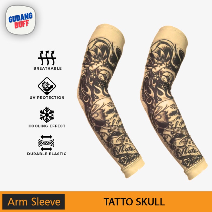 Arm Sleeve Manset Tangan Aksesoris Olahraga Sepeda Pria Motif Tatto