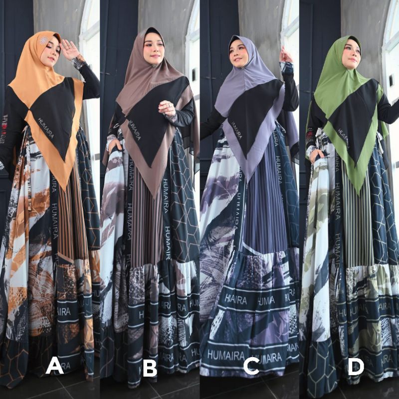 Akmal Series By Humaira Original Terbaru Dress Ceruty Babydoll Premium Printing Epson Kombinasi Jers