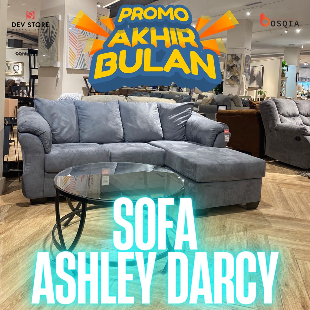 Ashley Darcy Sofa Sectional Fabric - Abu-abu / DARCY SOFA SECT FABRIC+WOOD 75009 GREY