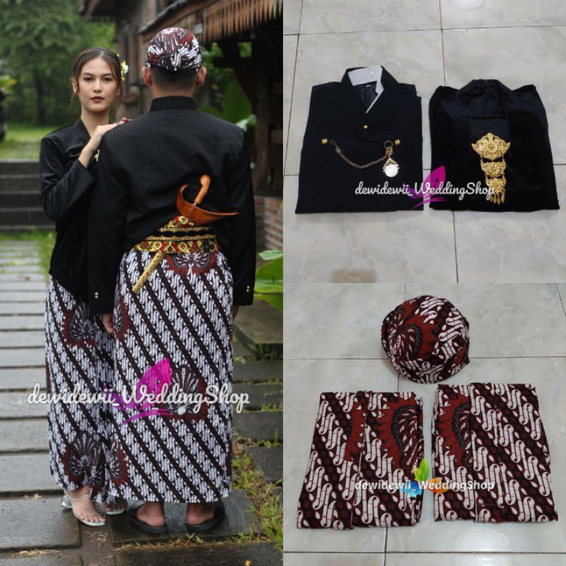 1set Baju Prewedding / Baju Couple Adat Jawa | Model yogi Amora - Motif Parang Garuda