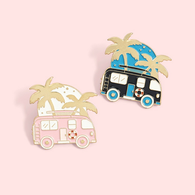 Bros Pin Enamel Desain Kartun Bus Mini Lucu Aksesoris Wanita