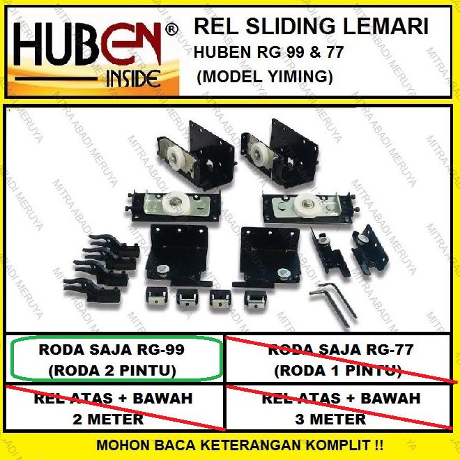 Roda Gantung Huben Rg99 (2 Pintu ) Roda Rel Sliding Lemari Rel Yiming