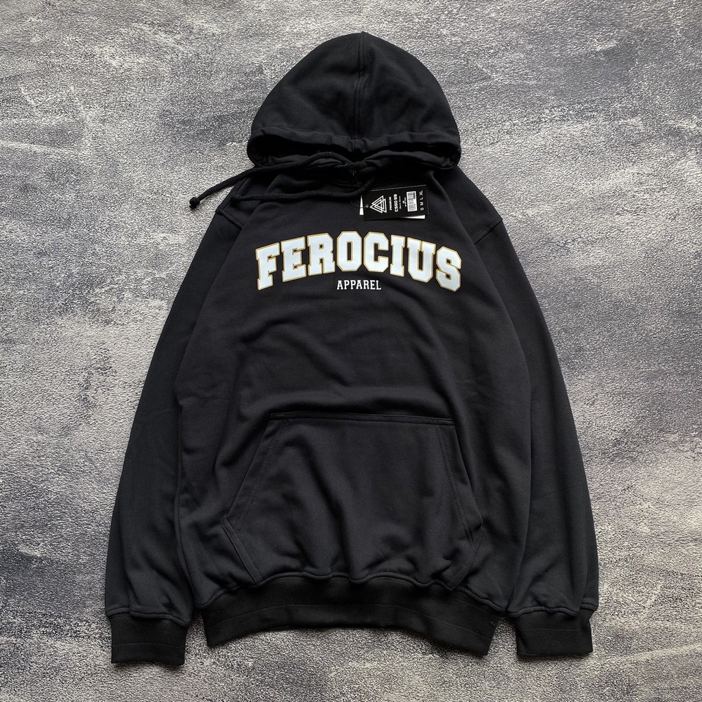 Jaket Sweater Hoodie - FEROCIOUS - Black FREE STICKER