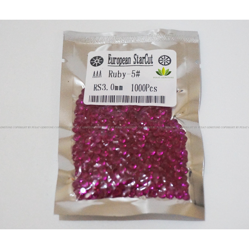 Permata Sirkon Cubic zirconia  Ruby Tabur 1000 Butir Grade AAA